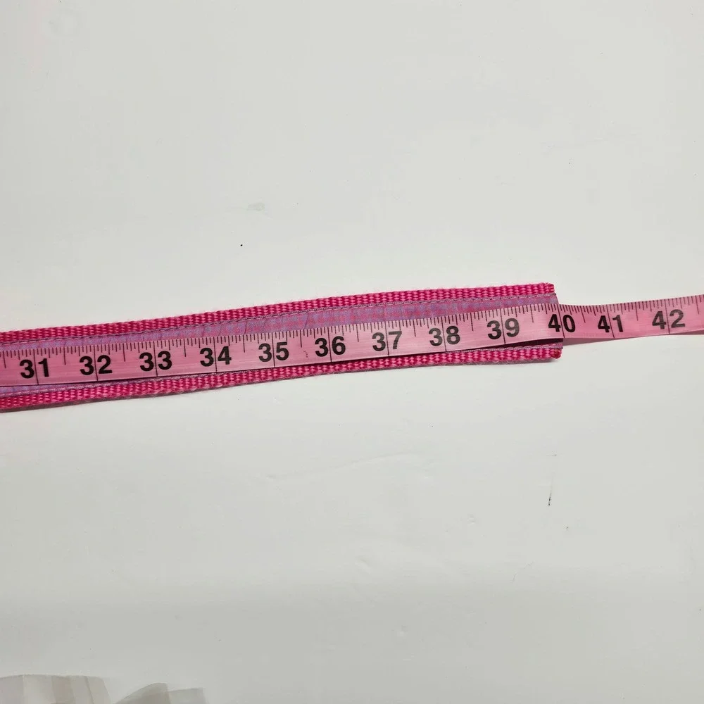 Eliza B D-Ring Web Belt Women Med Pink Purple Gingham Preppy Ribbon Adjustable